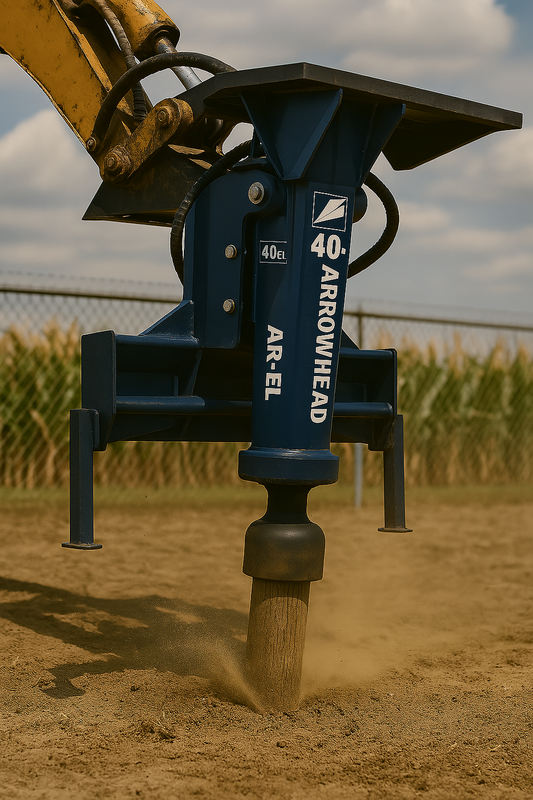 Arrowhead | Rockdrill's Post Driver Series | Models E680, E780  | Diameter 2.7" & 3.1" | Flow Rate 8–32 GPM | For Skid Steers