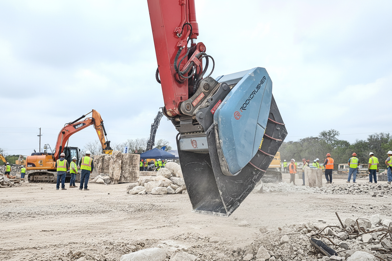 RockZone Rock Crusher Attachment | RCR Series | Width 43" - 72" | Machine Size 10 - 35+ Tons | For Excavators