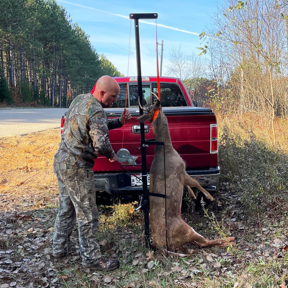 KShot Hitch-Mounted Deer Hoist & Carrier | Model DEER-HOIST-CARRIER | 40.25" L x 18.5" W | 600 lb Capacity | 20 To 100+ HP | Trucks, SUVs, ATVs & UTVs