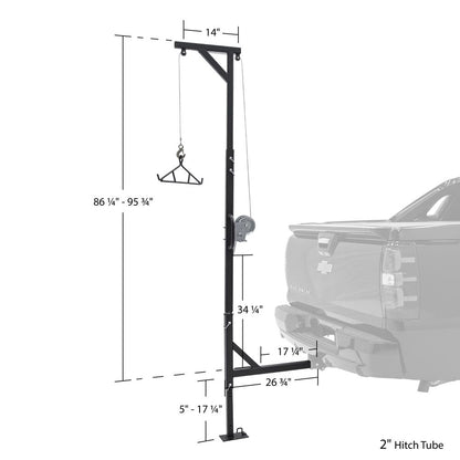 KShot Deluxe Hitch-Mounted Deer Hoist W/ Swivel & Gambrel | Model DEER-HOIST-SWIVEL | Height 95.75" | 20 To 100+ HP | For Trucks, SUVs, ATVs & UTVs