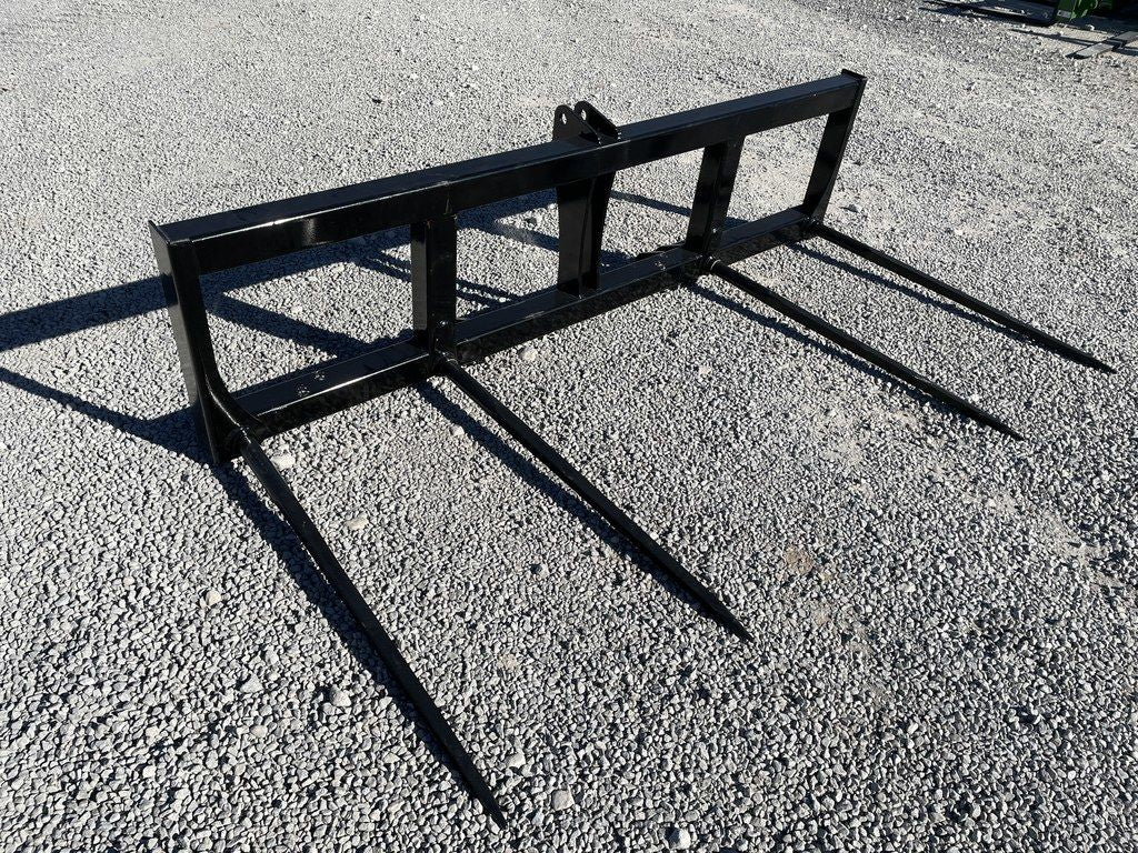 DH Farm 4‑Spear Bale Spear Attachment | 50–90 PTO HP | 3‑Point Hitch | For Tractors
