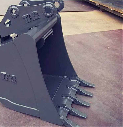 TAG Dirt Bucket | Quick Coupler | Heavy Duty & High Capacity | 1.75" T-Pin | 4.25–13.75 ft³ Capacity | Bucket Weight 300–530 lbs | 6–8 Ton | For Excavator & Backhoe Loaders