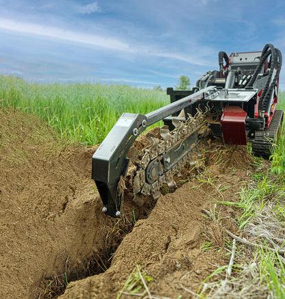 Virnig V20 Mini Skid Steer Trencher | Models CTRN36-18 & CTRN48-18 | 36" To 48" Dig Depth | Hydraulic Flow 10 To 18 GPM | For Mini Skid Steers