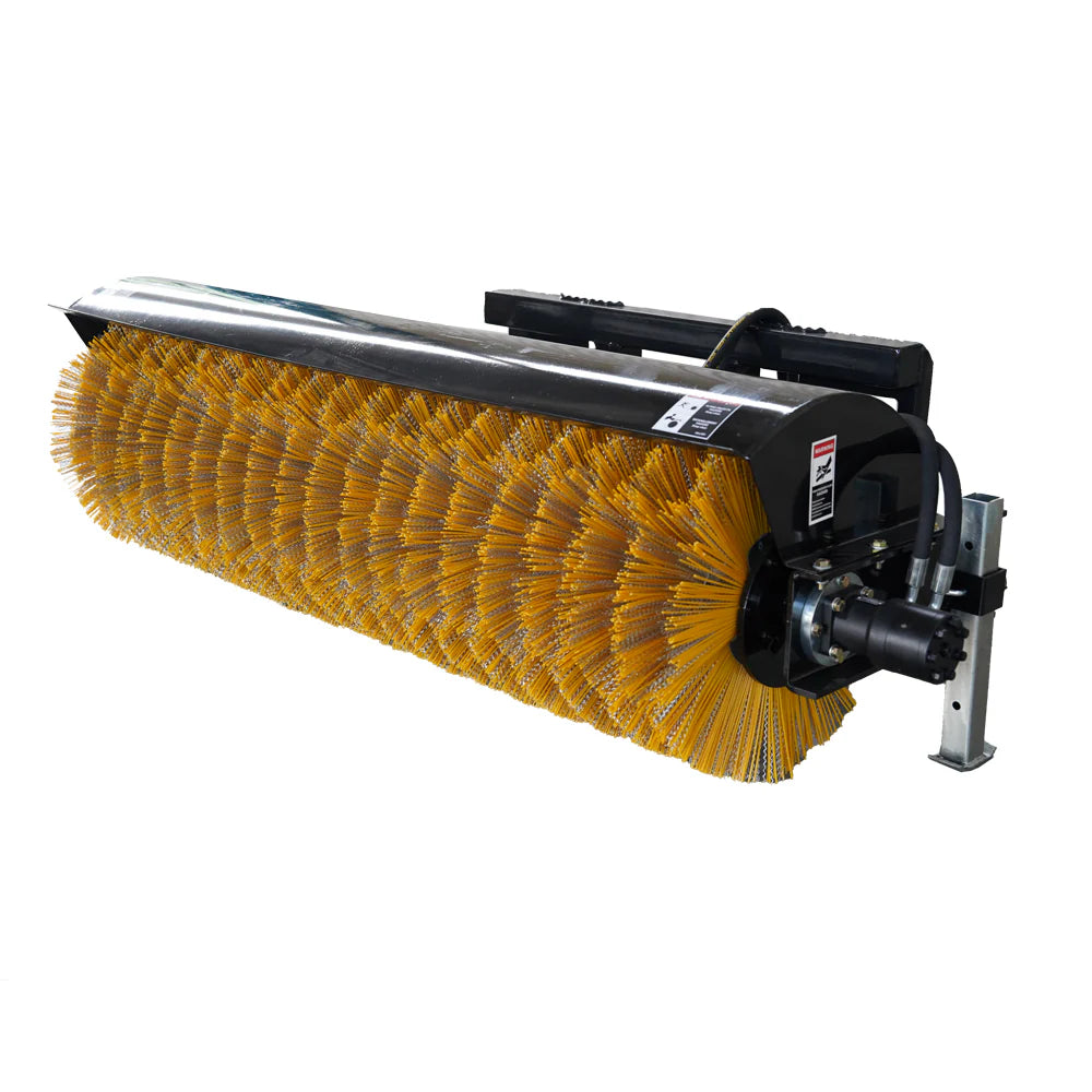 Landy Attachments Angle & Box Broom Sweeper | Sweeping Width 72" | 15 GPM | 15-20 HP | For Skid Steers, Tractors & Loaders