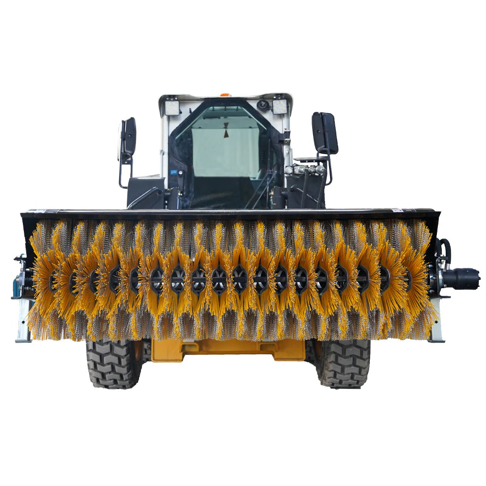 Landy Attachments Angle & Box Broom Sweeper | Sweeping Width 72" | 15 GPM | 15-20 HP | For Skid Steers, Tractors & Loaders