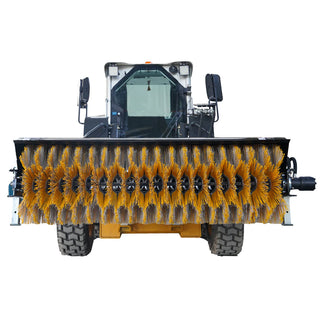 Landy Attachments Angle & Box Broom Sweeper | Sweeping Width 72" | 15 GPM | 15-20 HP | For Skid Steers, Tractors & Loaders