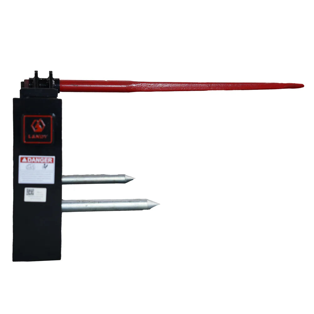 Landy Attachments Bale Spear | Model S-HS1240 | Frame Width 49" | 8-30+ GPM | 20-35 HP | For Skid Steers & Tractors