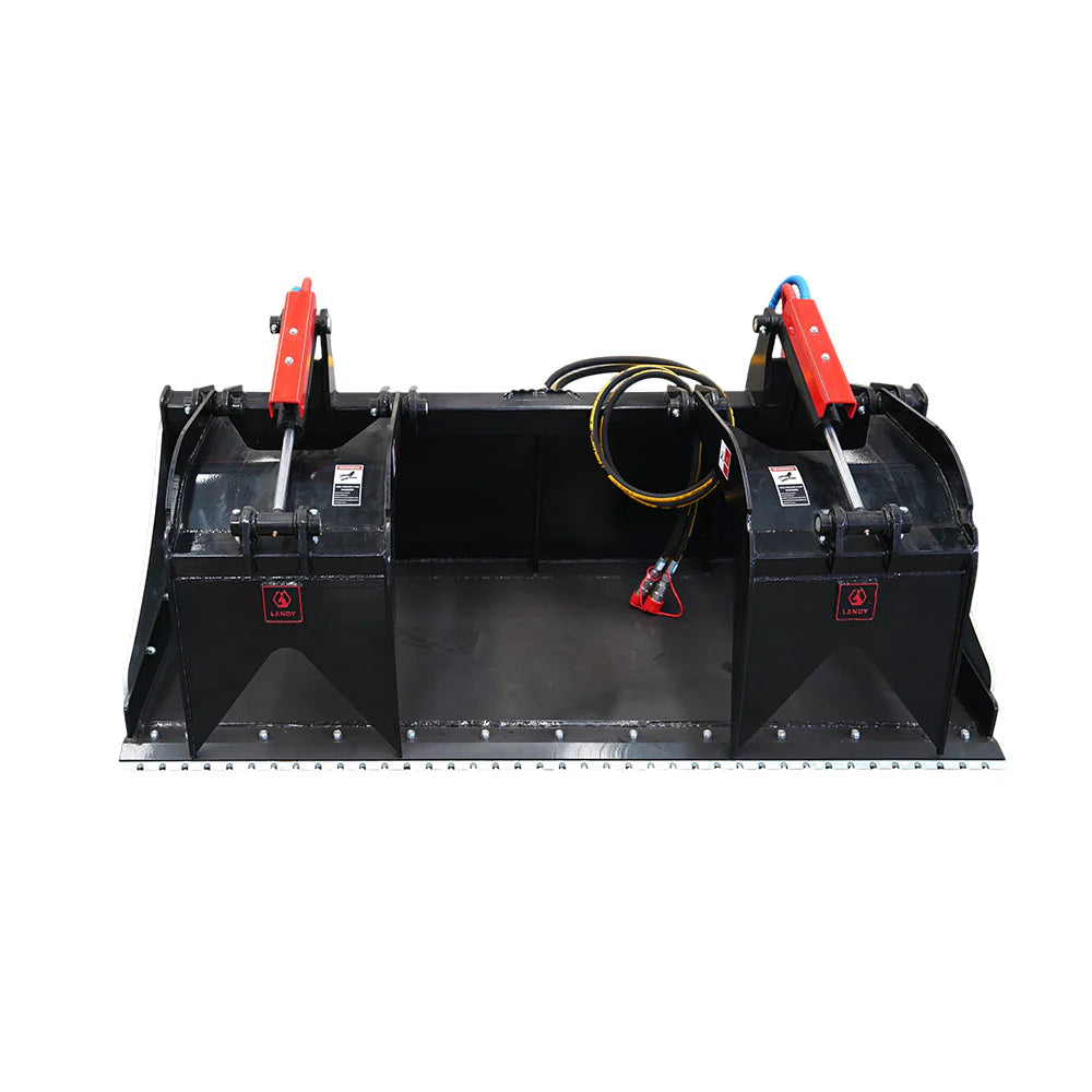 Landy Attachments Grapple Bucket | Widths 78" & 85" | 25-40 HP | 16 GPM | For Skid Steers, Tractors, ATVs & UTVs