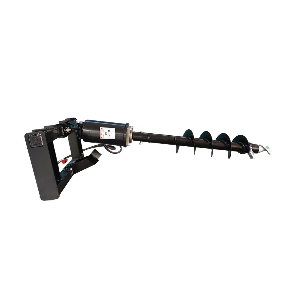 Landy Attachments Auger Drive & Drill Bit | Auger Diameter 9" | Drill Pipe Length 45" | 20 GPM | For Skid Steers