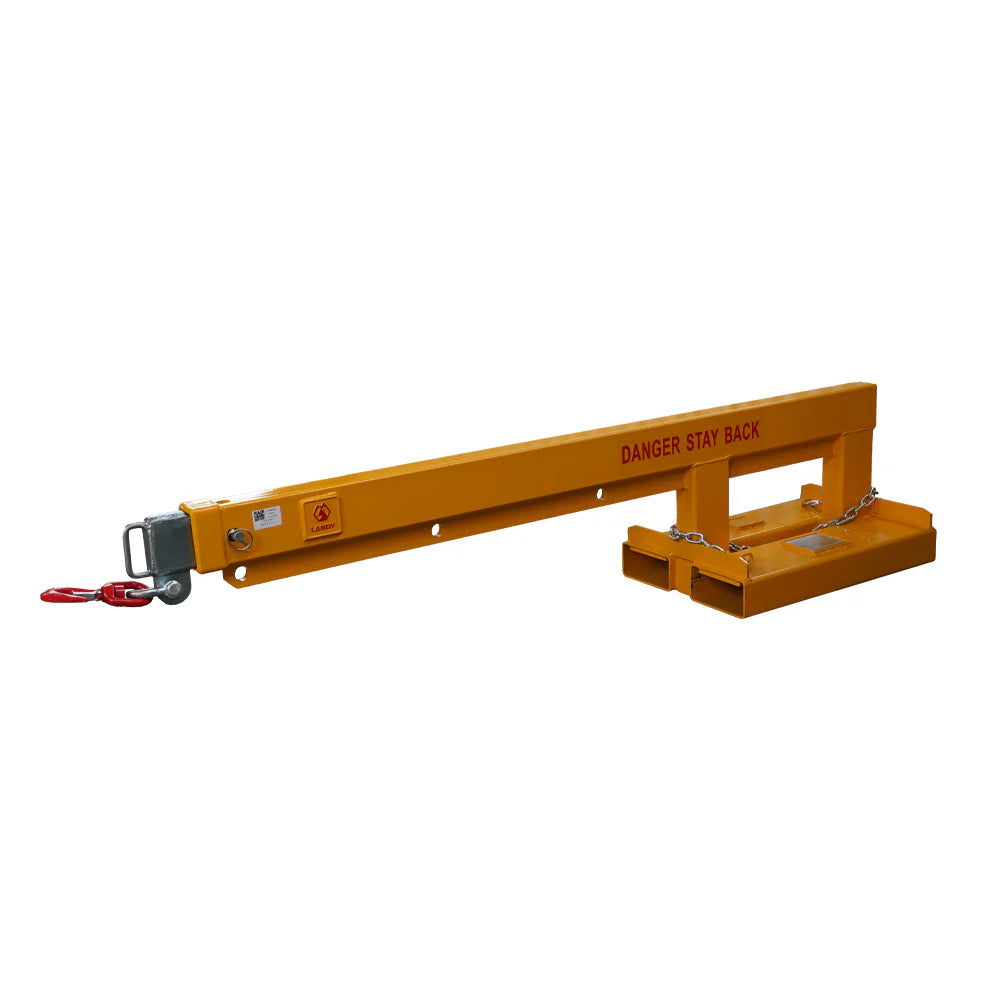 Landy Attachments Crane Jibs (Fixed & Tilt) | Capacity 5500–9900 lb | Short & Long Reach | 8-30 GPM | 2-5 Tons | For Forklifts, Skid Steers & Excavators