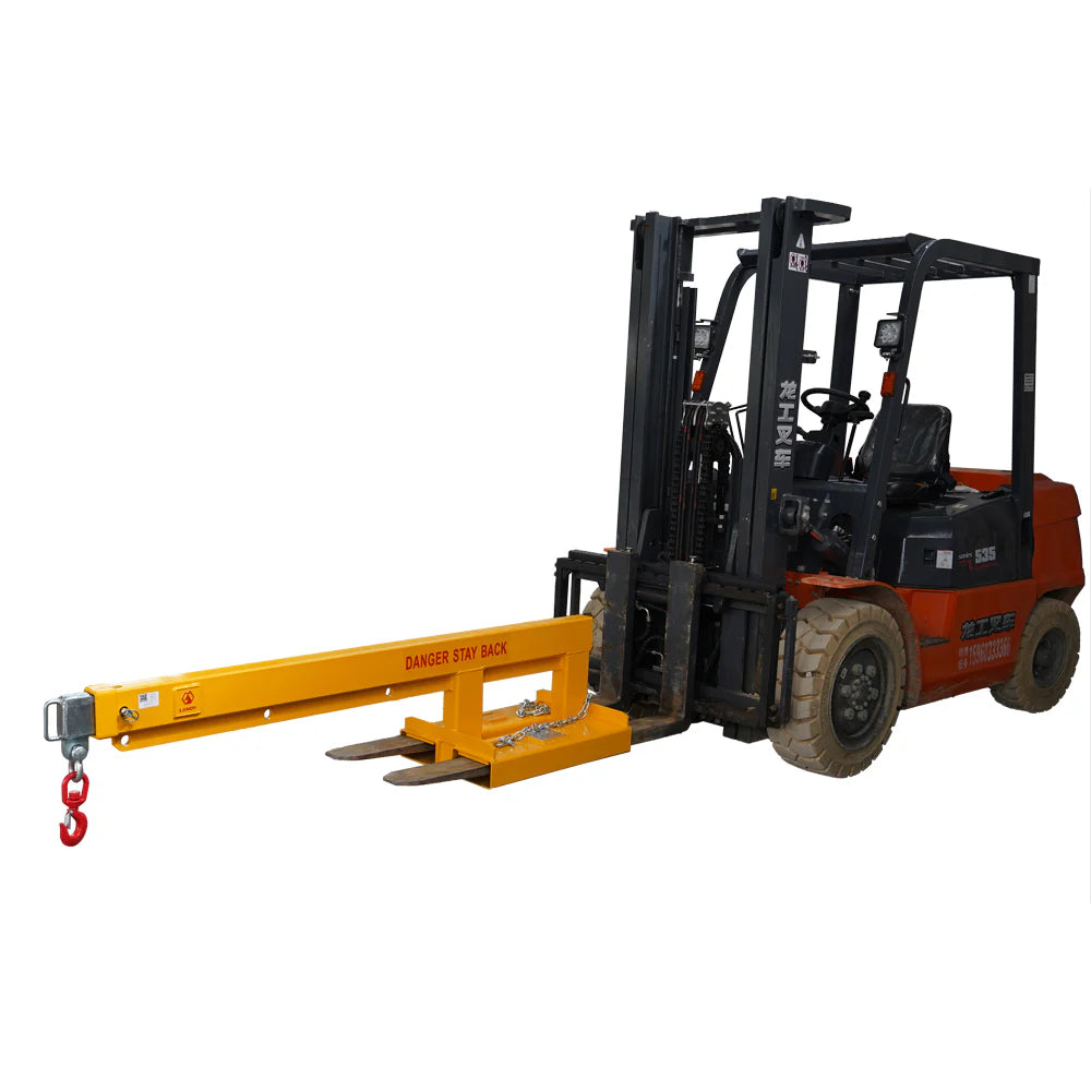 Landy Attachments Crane Jibs (Fixed & Tilt) | Capacity 5500–9900 lb | Short & Long Reach | 8-30 GPM | 2-5 Tons | For Forklifts, Skid Steers & Excavators