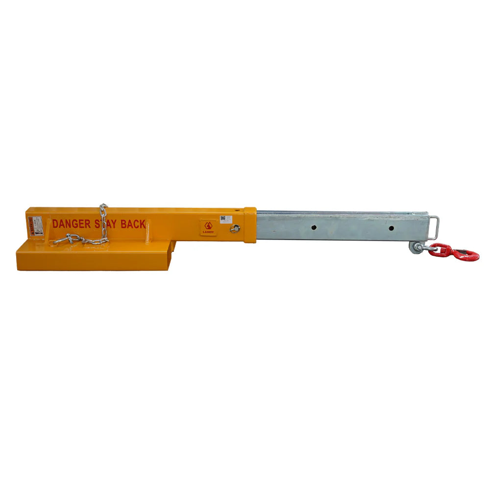 Landy Attachments Crane Jibs (Fixed & Tilt) | Capacity 5500–9900 lb | Short & Long Reach | 8-30 GPM | 2-5 Tons | For Forklifts, Skid Steers & Excavators
