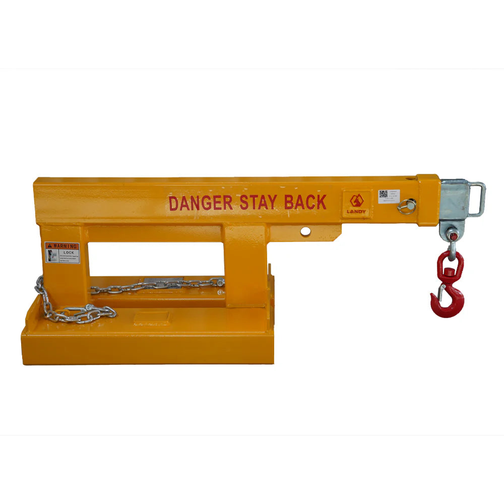 Landy Attachments Crane Jibs (Fixed & Tilt) | Capacity 5500–9900 lb | Short & Long Reach | 8-30 GPM | 2-5 Tons | For Forklifts, Skid Steers & Excavators