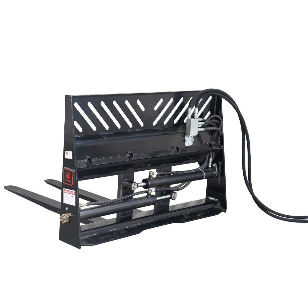 Landy Attachments Pallet Forks | Frame Width 48" | 16 GPM | For Skid Steers & Loaders