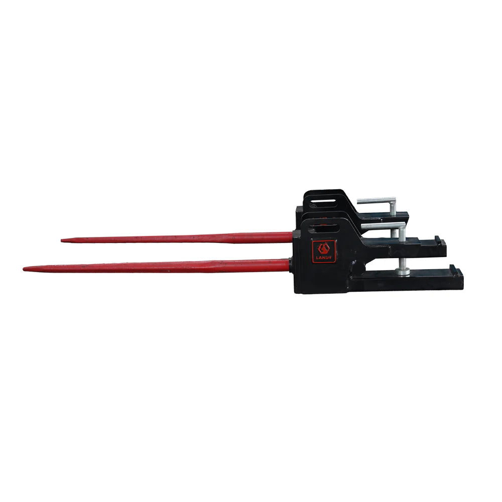 Landy Attachments Clamp-On Bale Spear | Spear Length 43" | 8-30+ GPM | 20-35 HP | For Loaders, Tractors & Skid Steers