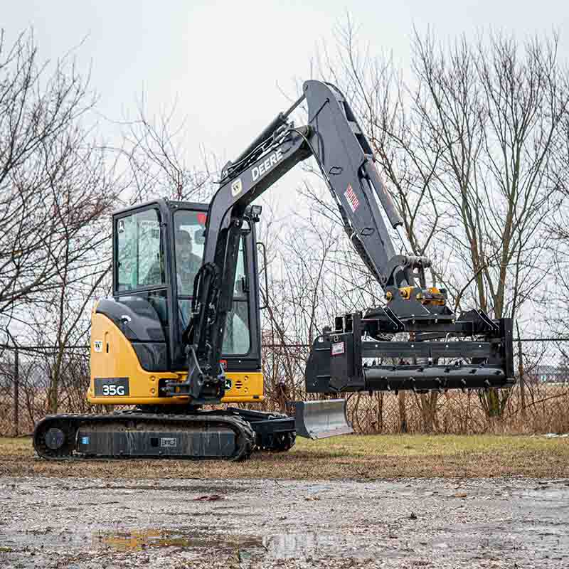 Mongo Attachments Soil Conditioner | Model MPRD148H | Size 48" Drum | 20 GPM | 3,000 PSI | 2.5–8 Ton | For Excavators