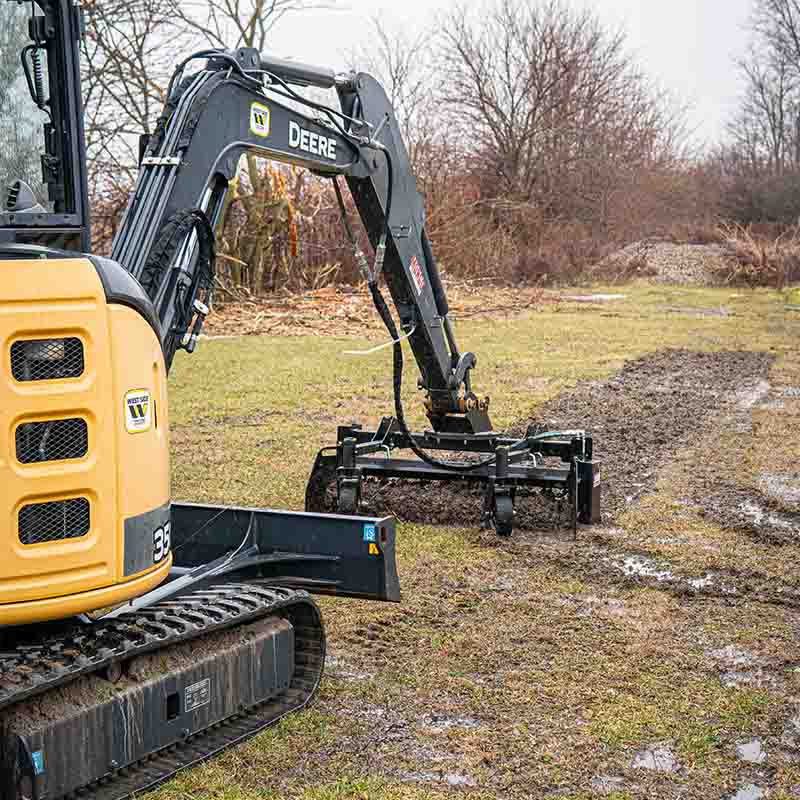 Mongo Attachments Soil Conditioner | Model MPRD148H | Size 48" Drum | 20 GPM | 3,000 PSI | 2.5–8 Ton | For Excavators
