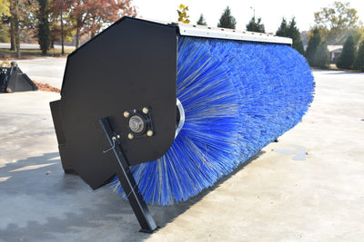 Loflin Fabrication Hydraulic Angle Broom | 72″–84″ Width | Poly, Steel & Combo Wafers | Hydraulic Flow 10-25 GPM | For Skid Steer