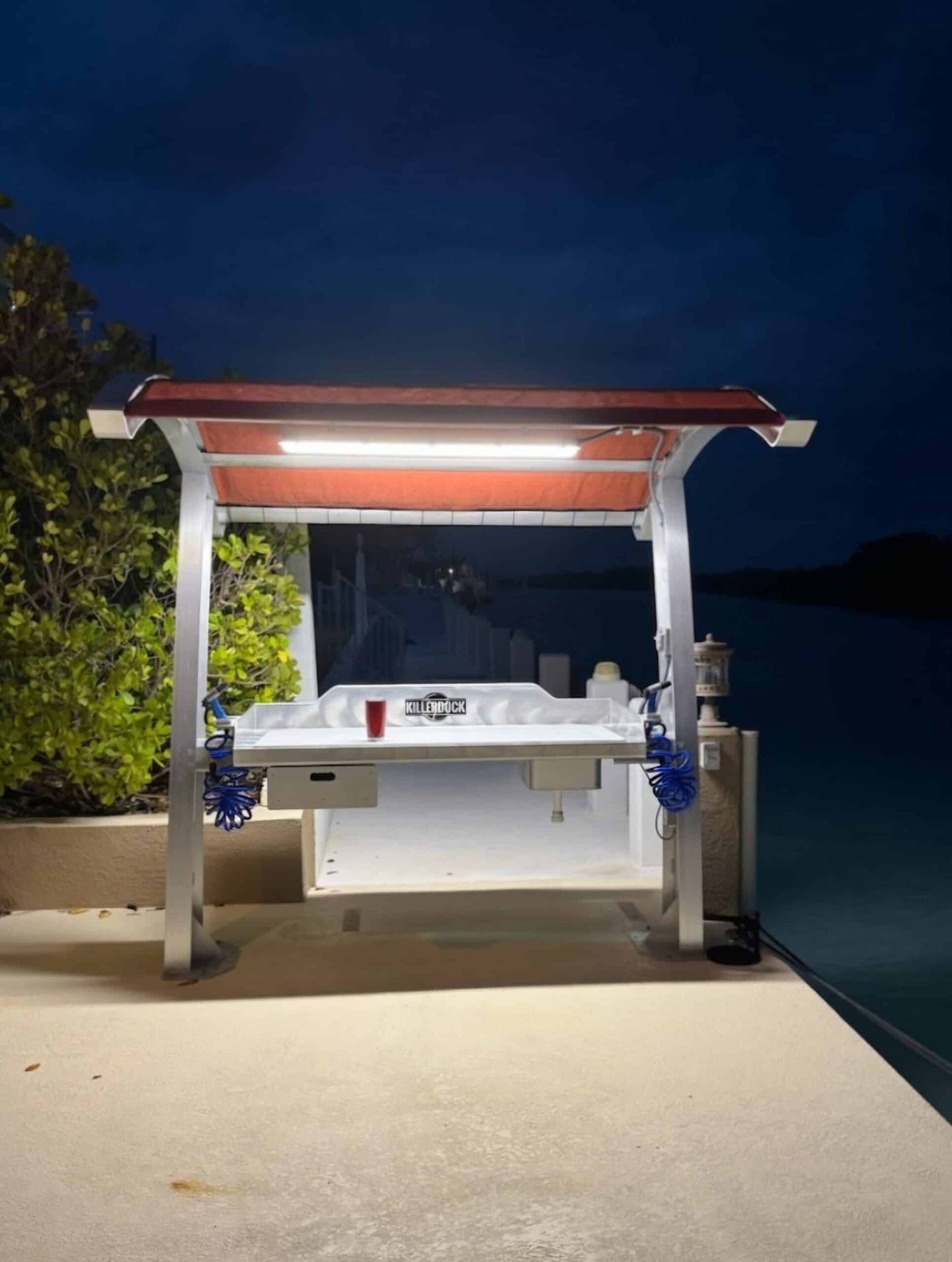 Killer Dock Fish Cleaning Station | Model Slam 5 1/2 | Wide 72" | Marine-Grade Aluminum & HDPE | For Dock, Seawall & Patio