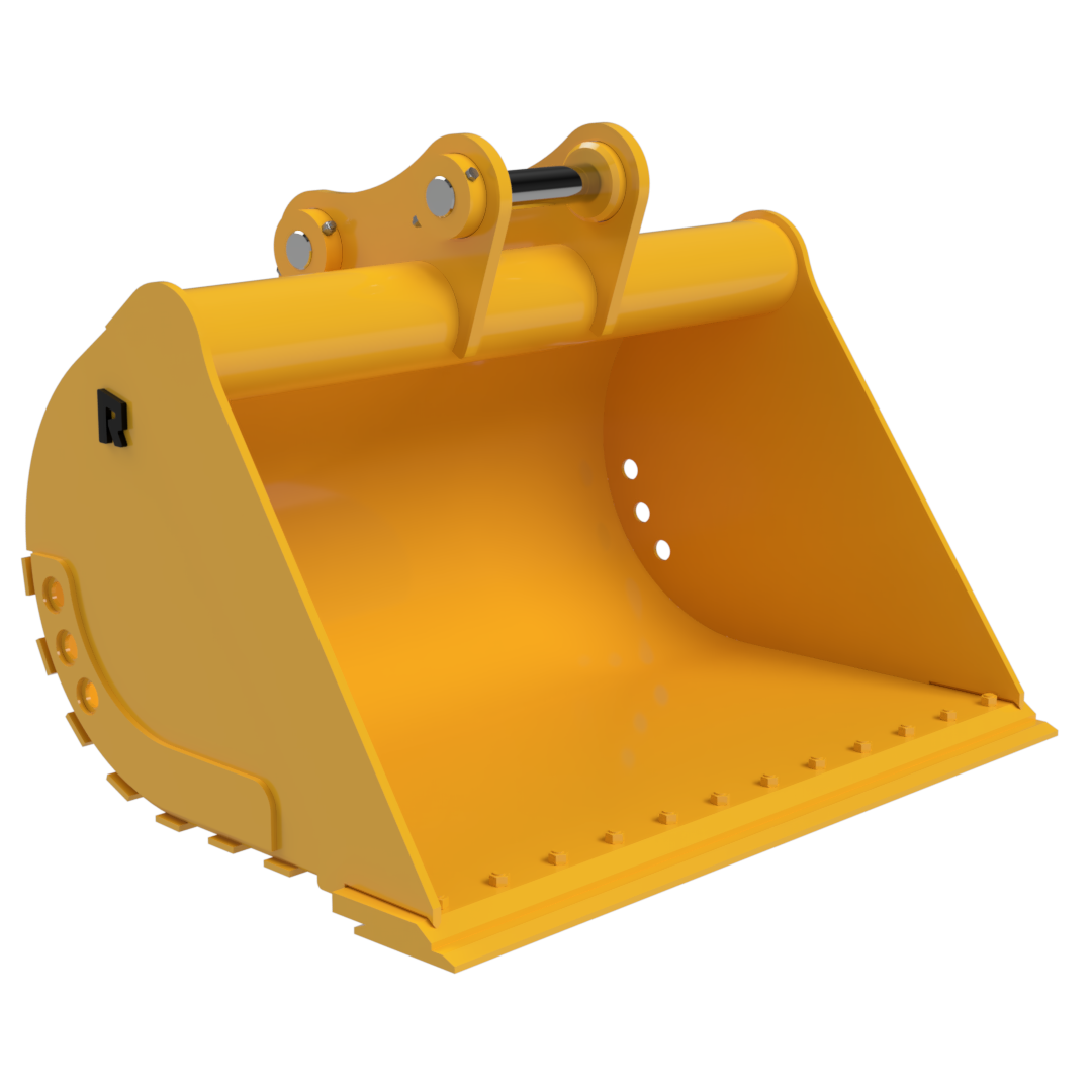 Rockland Ditch Cleaning Bucket | Wide and Shallow | Reversible Bolt-On Cutting Edges | For Excavators