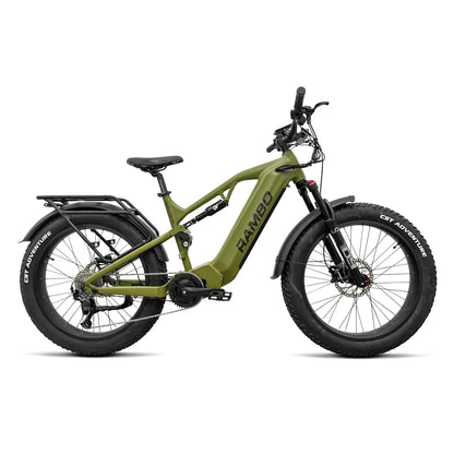 Rambo | E-Bike | Model Dominator HD | Width 26"x4.0 Tires | 1000W Bafang BBSHD Motor | Up to 98 Mile Range | 48V 15Ah LG Battery