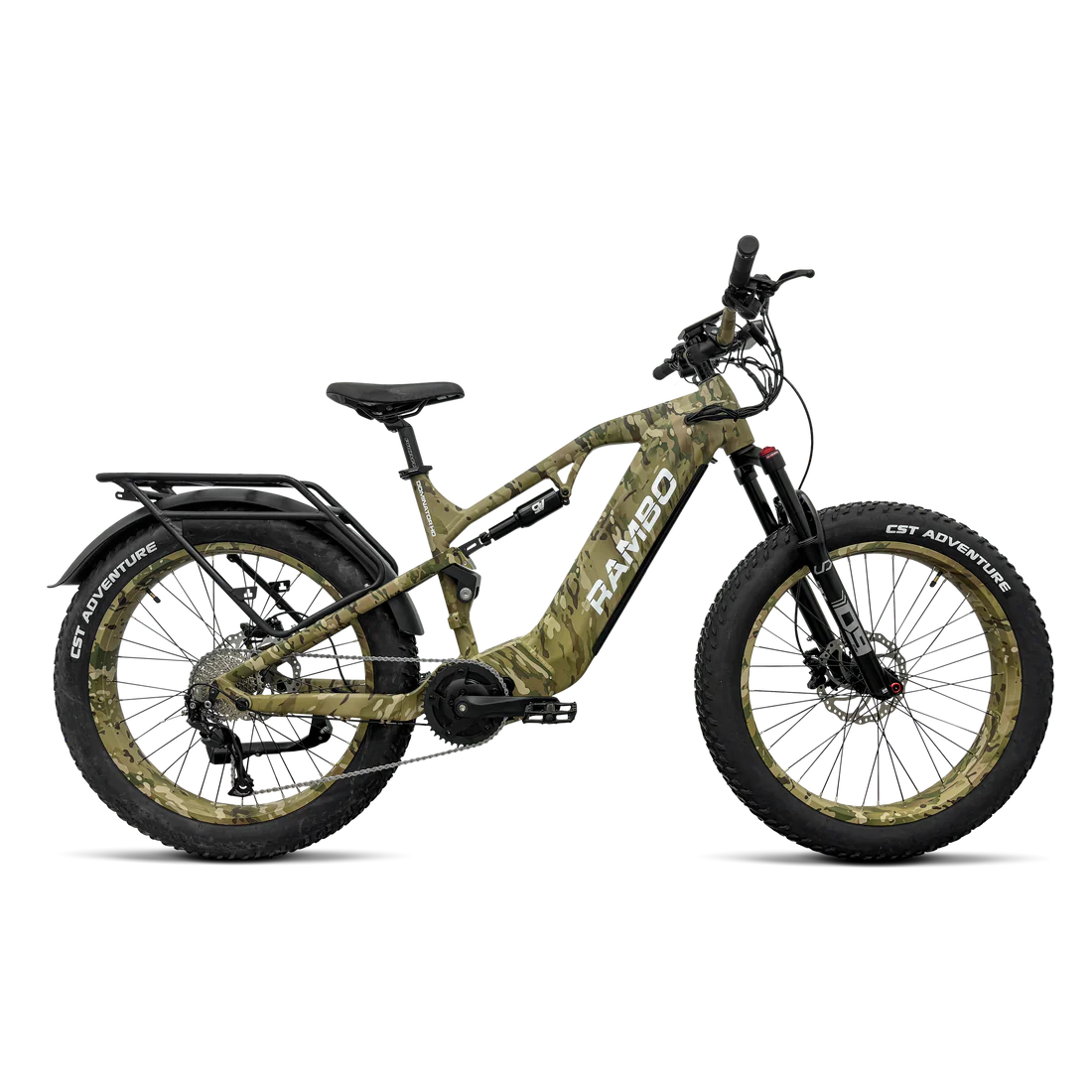 Rambo | E-Bike | Model Dominator HD | Width 26"x4.0 Tires | 1000W Bafang BBSHD Motor | Up to 98 Mile Range | 48V 15Ah LG Battery