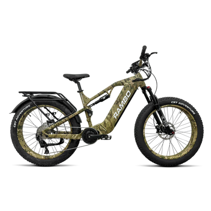 Rambo | E-Bike | Model Dominator HD | Width 26"x4.0 Tires | 1000W Bafang BBSHD Motor | Up to 98 Mile Range | 48V 15Ah LG Battery