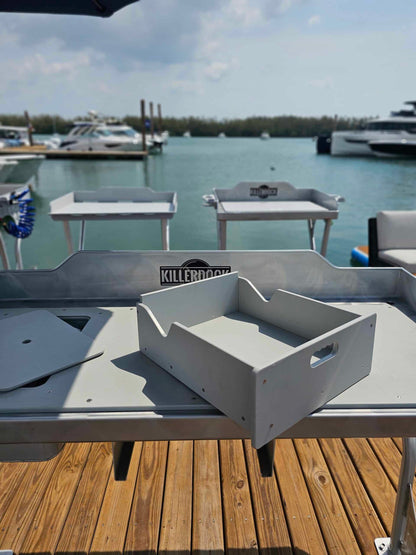 Killer Dock Under Mount Drawer | Model 16"x19.5"x5" | Marine Grade Aluminum | For Fish Cleaning Stations & Outdoor Use