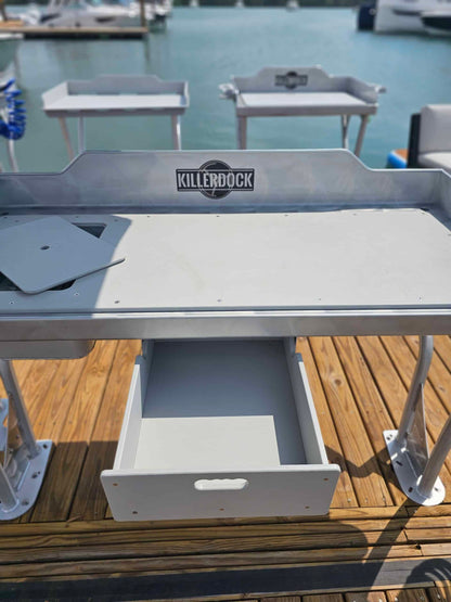Killer Dock Under Mount Drawer | Model 16"x19.5"x5" | Marine Grade Aluminum | For Fish Cleaning Stations & Outdoor Use