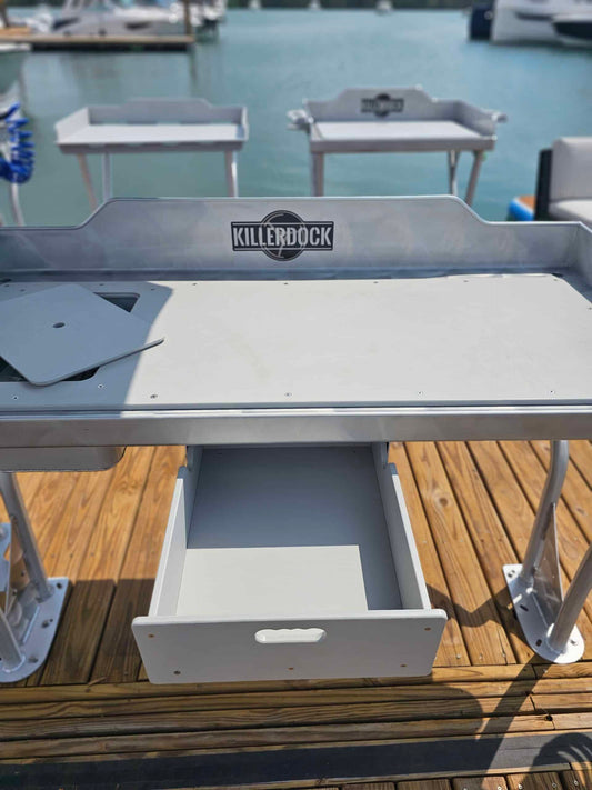 Killer Dock Under Mount Drawer | Model 16"x19.5"x5" | Marine Grade Aluminum | For Fish Cleaning Stations & Outdoor Use