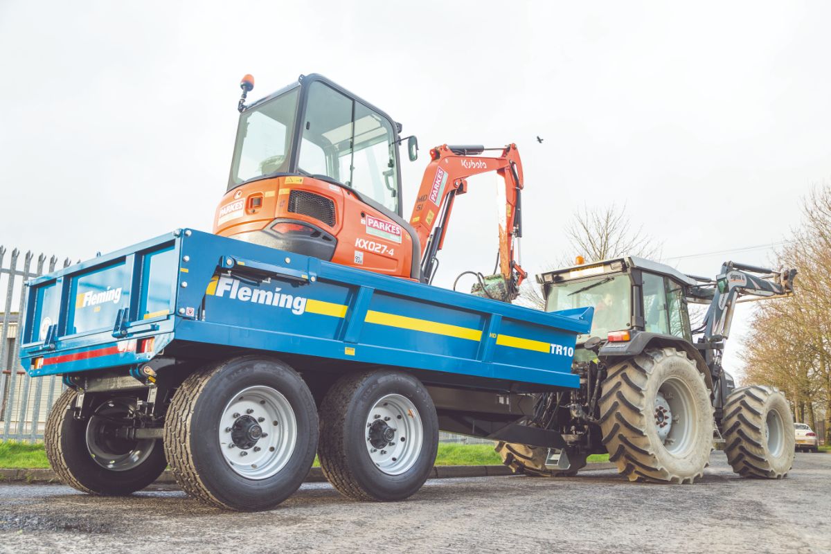 Fleming 8' Fleming TR10HD Dump Trailer | Width 96" | Capacity 10 Ton | 25-60 GPM | 40-60 HP | For Skid Steer, Tractor & Loaders