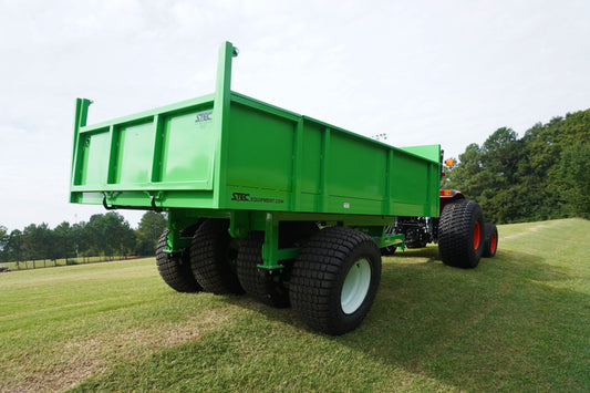 STEC DT711 DUMP TRAILER WITH OVERSIZED TURF TIRES FOR TRACTOR