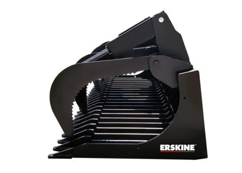 Erskine Industrial Skeleton Heavy Duty Grapple Rock Bucket | 72" & 84" Model | With Flat Faced Couplers | For Skid Steer