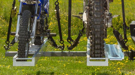 Black Widow Double Dirt Bike Carrier | Model AMC-600-2 | Track Width 75" | Capacity 600 lb | For Class III/IV 2" Hitch Motorcycle & EBike