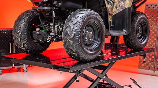 Black Widow Extra-Wide Air/Hydraulic Motorcycle & ATV Lift Table | Model BW-1500AH-Z | Platform 76.5" L x 47.75" W | Capacity 1,500 lb. | Horsepower 4 To 90+ HP | For Motorcycles & ATVs