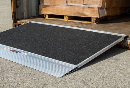 Heavy Duty Ramps Aluminum Shipping Container Ramp | Model 08-45-048-06-Grit | Size 48" L x 45" W | 8,000 lb, | Horsepower 23 HP | For Forklifts, Pallet Jacks, Hand Trucks