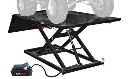 Black Widow Hydraulic ATV Lift Table | Model BW-1500AO-V2 | Size 78" x 47" Platform | Capacity 1,500 lb | Horsepower 4 To 90+ HP | For ATV & UTV Maintenance