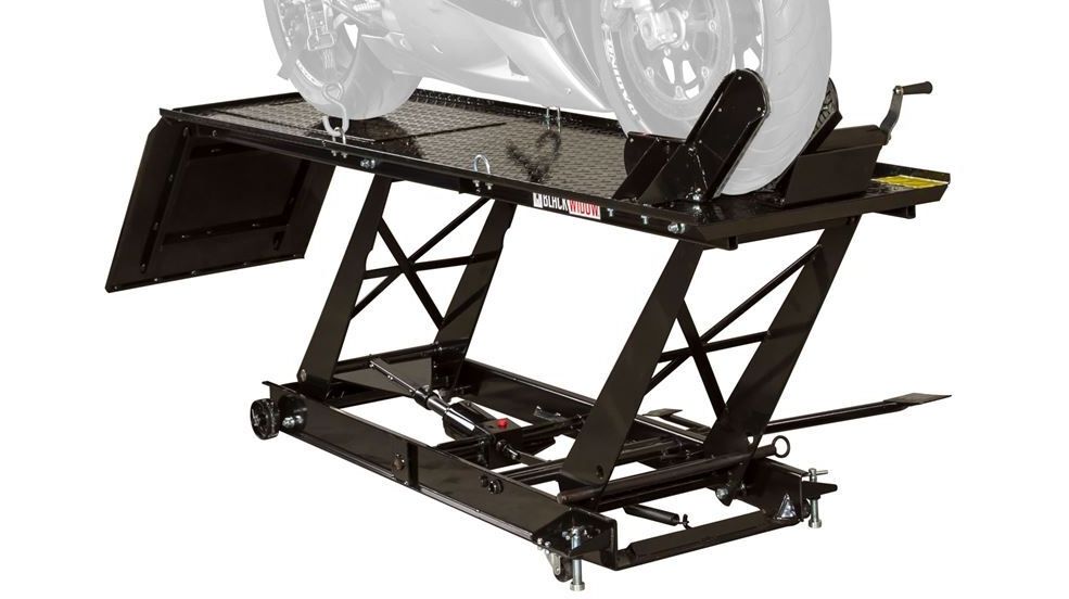 Black Widow Essential Motorcycle Shop Kit | Model BW-SK-E | Platform Dimensions 78" x 47" | Lift Height Up To 30" | Capacity 1,000 lb | For Street, Touring & Cruiser Bikes