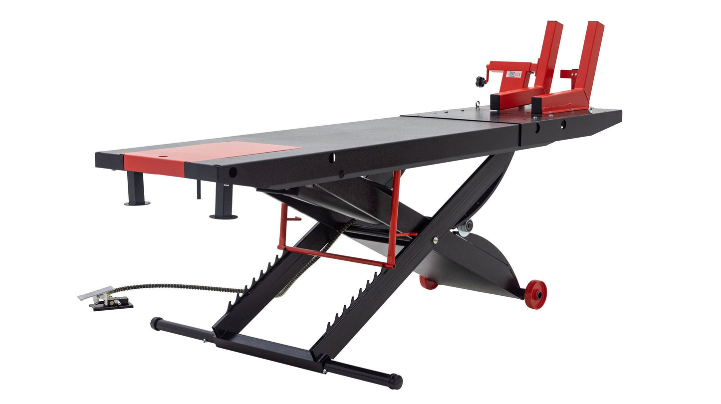 Black Widow Professional Motorcycle Shop Kit | Model BW-SK-P | Lift Table 105.5" x 24" | Capacity 1,500 lb | For Street, Touring & Cruiser Motorcycles