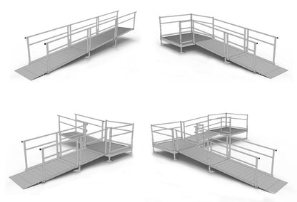 Silver Spring Clearway L-Shaped Modular Ramp | Model SSS22L44TT | 36" W x 22' L | 1,000 lb Capacity | For Wheelchair, Scooter & Mobility Access Ramp