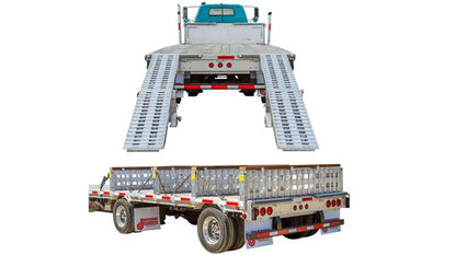Heavy Duty Ramps 2 Bunk Load Leveler / 2 Ramp System | Model 23-20-096-02-02-MLL-2 | Size 8' L x 20" W | 23,500 lb. Capacity | Horsepower 23 HP | For 102" Step Deck Trailers with 20" Drop