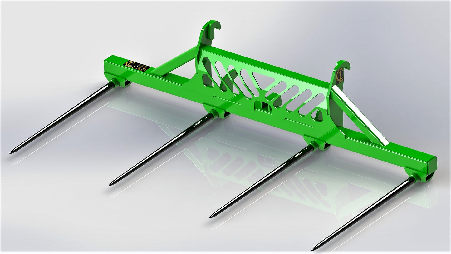 CL Fabrication Bale Spears 3-Point Hitch | Width 60"-102" inches | Horsepower 50-100+ HP | For Loader