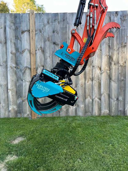 Ferntree EagleClaw Grapple Saw & THUMM Rotator | Model UNI 1.1 – 1.7 | Height 38"–68" | Jaw Depth 17"–27" | Machine Size 1.5–20 Tons  | For Excavators