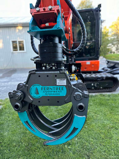 Ferntree EagleClaw Grapple Saw & THUMM Rotator | Model UNI 1.1 – 1.7 | Height 38"–68" | Jaw Depth 17"–27" | Machine Size 1.5–20 Tons  | For Excavators