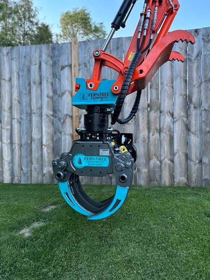 Ferntree EagleClaw Grapple Saw & THUMM Rotator | Model UNI 1.1 – 1.7 | Height 38"–68" | Jaw Depth 17"–27" | Machine Size 1.5–20 Tons  | For Excavators