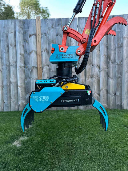 Ferntree EagleClaw Grapple Saw & THUMM Rotator | Model UNI 1.1 – 1.7 | Height 38"–68" | Jaw Depth 17"–27" | Machine Size 1.5–20 Tons  | For Excavators