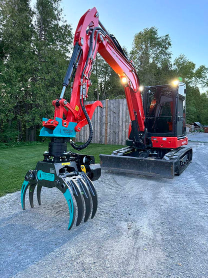 Ferntree EagleClaw Grapple Saw & THUMM Rotator | Model UNI 1.1 – 1.7 | Height 38"–68" | Jaw Depth 17"–27" | Machine Size 1.5–20 Tons  | For Excavators