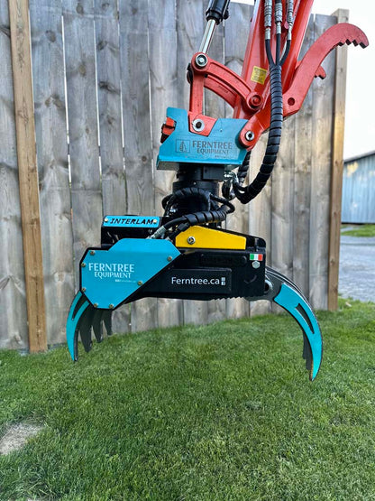 Ferntree EagleClaw Grapple Saw & THUMM Rotator | Model UNI 1.1 – 1.7 | Height 38"–68" | Jaw Depth 17"–27" | Machine Size 1.5–20 Tons  | For Excavators