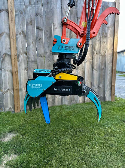 Ferntree EagleClaw Grapple Saw & THUMM Rotator | Model UNI 1.1 – 1.7 | Height 38"–68" | Jaw Depth 17"–27" | Machine Size 1.5–20 Tons  | For Excavators