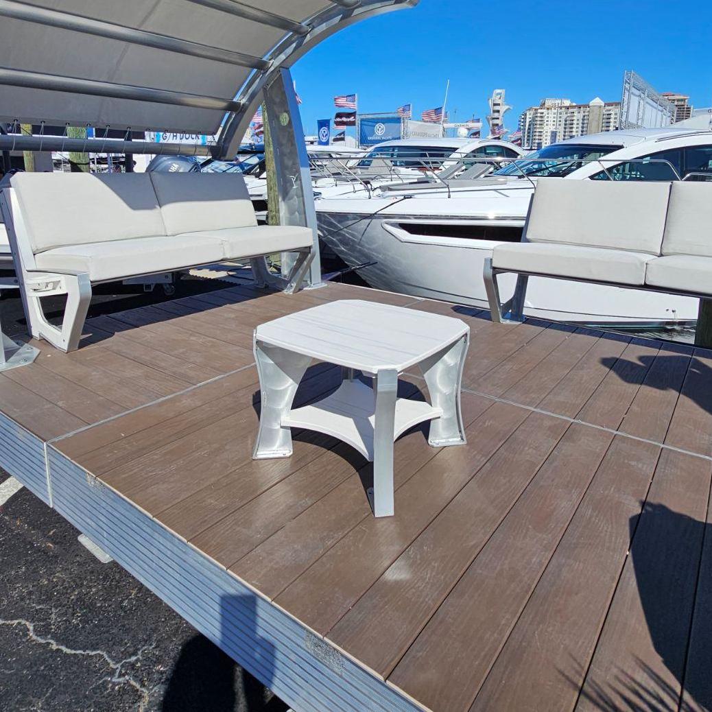 Killer Dock End Table Outdoor Marine Grade Aluminum Furniture | Width 48" | For Dock, Seawall, Deck & Patio